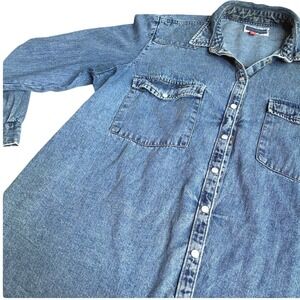 Pilcro Denim Long Sleeve Button Down Shirt Pearl Snap Western Coastal Grandma XL